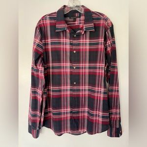 John Varvatos Mens Size Large Casual Button Down Red, Black, Blue White